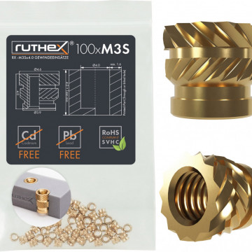 Set Ruthex de 100 buc de inserturi filetate M3Sx4.0