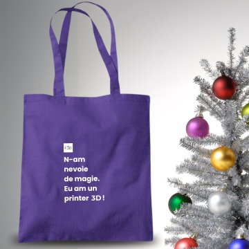 Totebag violet - N-am nevoie de magie. Eu am un printer 3D