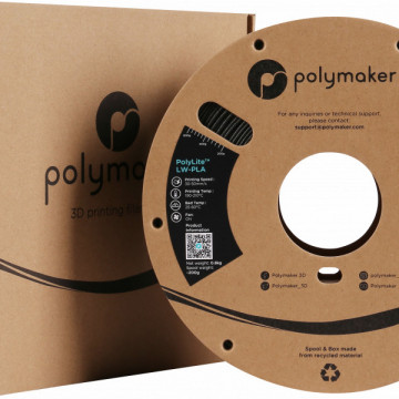 Ambalaj si rola de filament Polymaker PolyLite LW-PLA Black 800g - Filamente3D.ro