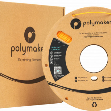 Ambalaj si rola de filament Polymaker PolyLite LW-PLA Bright Orange 800g - Filamente3D.ro