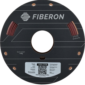 Vedere frontala rola filament Polymaker Fiberon ASA-CF08 Dark Red - Filamente3D.ro