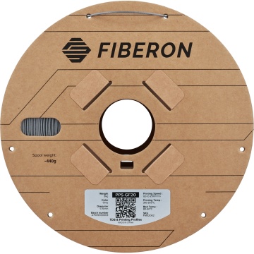 Vedere frontala rola filament Polymaker Fiberon PPS-GF20 Grey 3kg - Filamente3D.ro