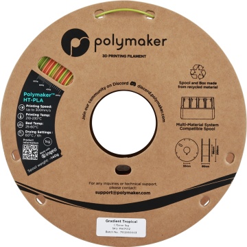 Rola vedere frontala filament Polymaker HT-PLA Gradient Tropical 1kg - Filamente3D.ro