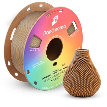 Vaza printata si rola de filament din care a fost printata - Polymaker Panchroma PLA Dual Matte Foggy Orange - Filamente3D.ro