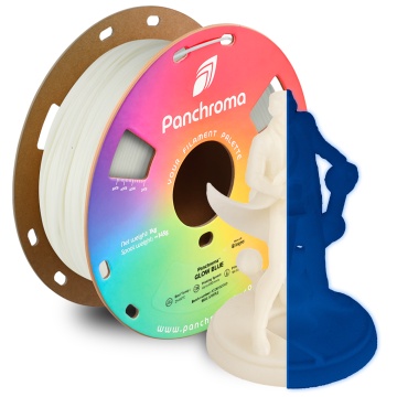 Rola si print - Panchroma Glow PLA Blue – filament albastru fosforescent care strălucește în întuneric, compatibil cu imprimante FDM - Filamente3D.ro