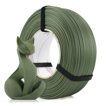 Rezerva de filament si pisica printata din Rosa3D ReFill PLA-CF Matt Olive Green 1kg - Filamente3D.ro