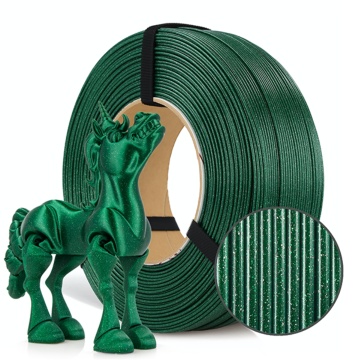 Rezerva de filament, macro si cal printat din filament Rosa3D Refill PLA Galaxy Emerald Green 1kg - Filamente3D.ro