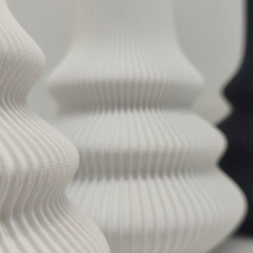 Detaliu vaze printate din filament 1.75mm F3D Premium PLA-HD White si Cold White - Filamente3D.ro