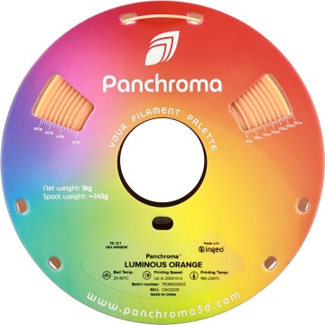 Rola filament 3D - frontal - Panchroma Luminous Orange – portocaliu fosforescent, straluceste in intuneric - ideal pentru imprimare precisa - Filamente3D.ro