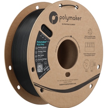 Vedere axonometrica rola de filament 1.75mm Polymaker PLA Pro - High Speed Tough PLA Metallic Black (negru) 1kg