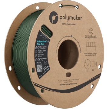 Vedere axonometrica rola de filament 1.75mm Polymaker PLA Pro - High Speed Tough PLA Metallic Green (verde) 1kg