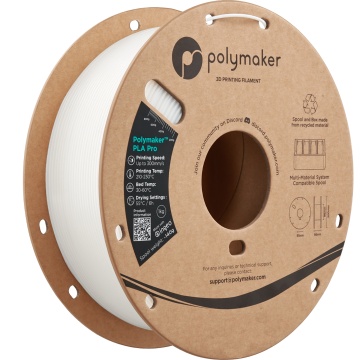Vedere axonometrica rola de filament 1.75mm Polymaker PLA Pro - High Speed Tough PLA White (alb) 1kg
