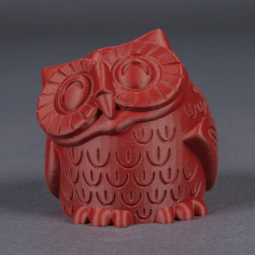 Statueta bufnita printata 3D din filament FormFutura Matt PLA - Earth Red Camouflage (rosu) 750g - Filamente3D.ro