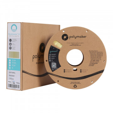 Ambalaj si rola de filament Polymaker PolyDissolve S1 (natural) - PVA 750g - Filamente3D.ro