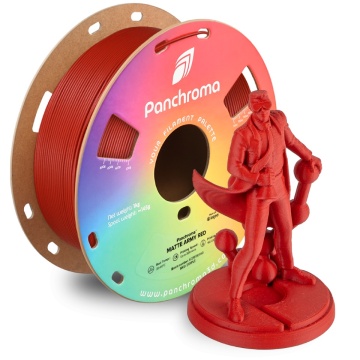 Omul de stiinta Polymaker si rola de filament din care a fost printat, Panchroma Matte PLA Army Red - Filamente3D.ro