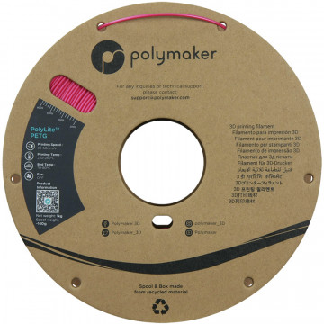 Vedere frontala rola de filament Polymaker PolyLite PETG Magenta 1kg - Filamente3D.ro