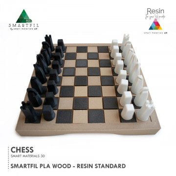Piesa de sah si tabla de sah printate din filament SmartFil PLA Wood Acacia 750g si din alte culori - Filamente3D.ro
