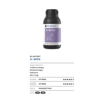 Caracteristici rasina BlueCast X-WAX 500g - Filamente3D.ro