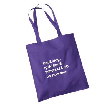 Macro totebag violet - Daca viata iti da lamai printeaza 3D un storcator - fata - Filamente3D.ro
