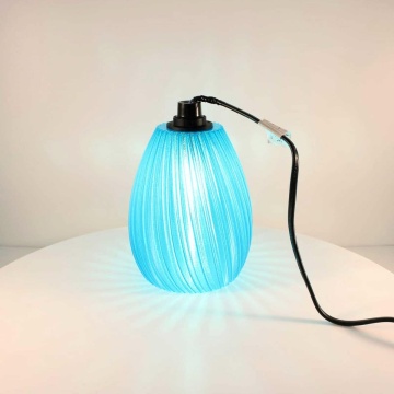 Lampa cu becul aprins printata din filament PETG Transparent Blue 1kg - Filamente3D.ro