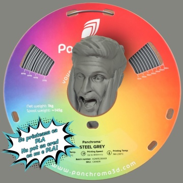 Rola si cap statueta om printata din filament 1.75 mm Polymaker Panchroma CoPE Steel Grey 1kg - Wow! Nu pot sa cred ca nu e PLA - Filamente3D.ro