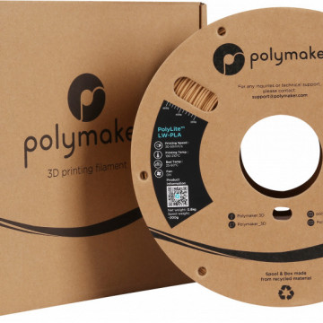 Ambalaj si rola de filament Polymaker PolyLite LW-PLA Wood 800g - Filamente3D.ro