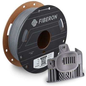 Obiect printat si rola de filament Polymaker Fiberon PPS-GF20 Grey - Filamente3D.ro