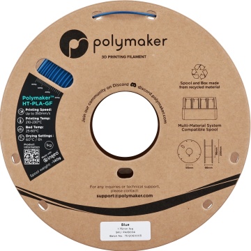 Rola vedere frontala filament Polymaker HT-PLA-GF Blue 1kg - Filamente3D.ro