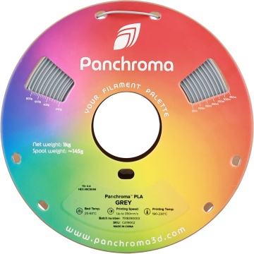 Vedere frontala rola de filament Polymaker Panchroma PLA Grey 1kg - Filamente3D.ro