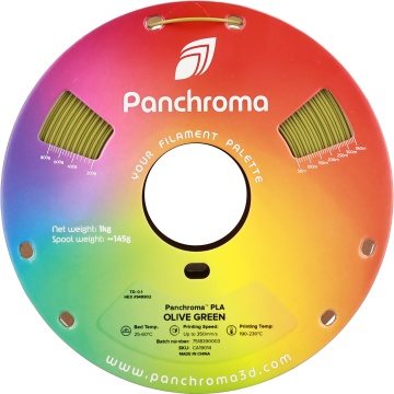 Vedere frontala rola de filament Polymaker Panchroma PLA Olive Green 1kg - Filamente3D.ro