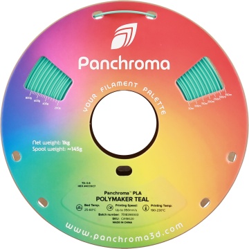 Vedere frontala rola de filament Polymaker Panchroma PLA Teal 1kg - Filamente3D.ro