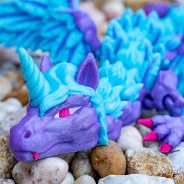 Detaliu dragon flexi printat din filament Polymaker Panchroma Celestial Blue 1kg - Filamente3D.ro