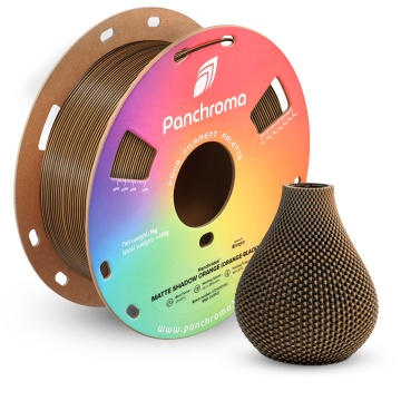 Vaza printata si rola de filament din care a fost printata - Polymaker Panchroma PLA Dual Matte Shadow Orange - Filamente3D.ro