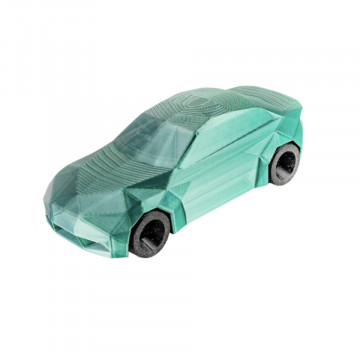 Masinuta spre stanga printat din filament Polymaker Panchroma PLA Dual Silk Jadeite Green-Chrome - Filamente3D.ro