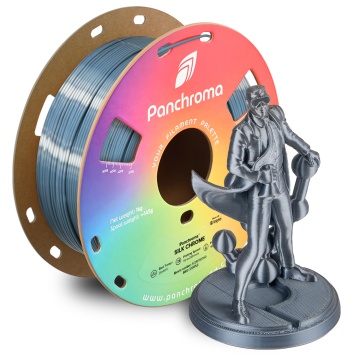 Rola si statueta Polyman printata din filament Polymaker Panchroma PLA Silk Chrome - Filamente3D.ro