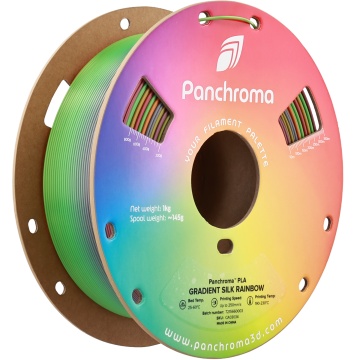 Vedere laterala rola de filament Polymaker Panchroma PLA Silk Gradient Rainbow 1kg - Filamente3D.ro