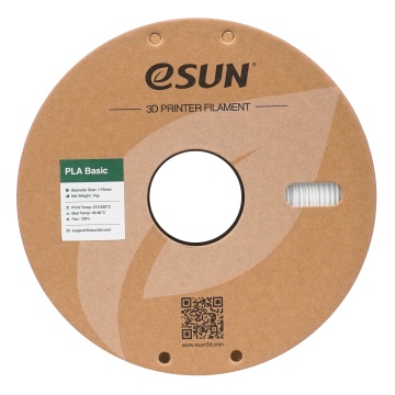 Vedere frontala rola de filament 1.75mm eSun PLA Basic White 1kg - Filamente3D.ro