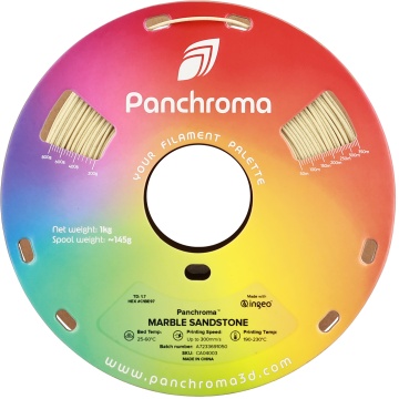 Rola frontal Panchroma PLA Marble Sandstone, diametru 1.75mm, cu aspect de nisip și rolă ecologică din carton reciclabil 1kg - Filamente3D.ro