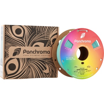 Rola si ambalaj Panchroma PLA Marble Slate Grey, diametru 1.75mm, cu aspect de marmură și rolă ecologică din carton reciclabil 1kg - Filamente3D.ro