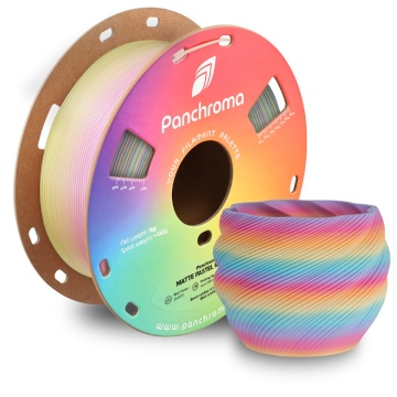 Rola si vas printat 3D din filament Polymaker Panchroma PLA Gradient Matte Pastel Rainbow 1kg - Filamente3D.ro
