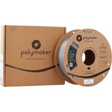 Ambalaj cutie si rola de filament 1.75 mm Polymaker PETG Silver 1kg - Filamente3D.ro