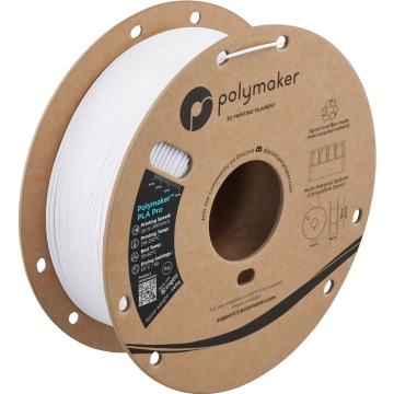 Rola de filament 1.75mm Polymaker PLA Pro - High Speed Tough PLA Cold White (alb) 1kg