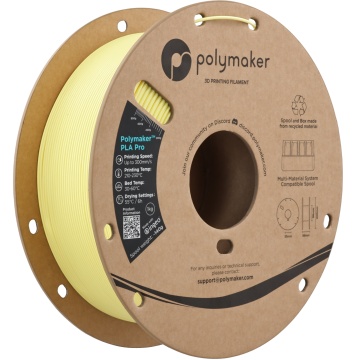Vedere axonometrica rola de filament 1.75mm Polymaker PLA Pro - High Speed Tough PLA Light Yellow (galben) 1kg