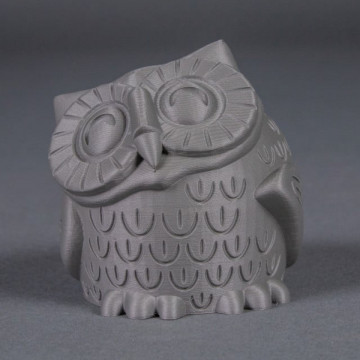 Statueta bufnita printata 3D din filament FormFutura Matt PLA - Aircraft Grey Camouflage (gri) 750g - Filamnete3D.ro