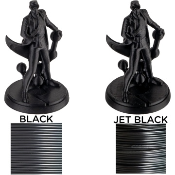 Diferenta intre filament PolyLite ASA Black si Jet Black - Filamente3D.ro