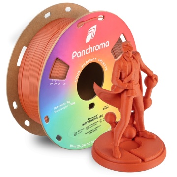 Omul de stiinta Polymaker si rola de filament din care a fost printat, Panchroma Matte PLA Muted Red