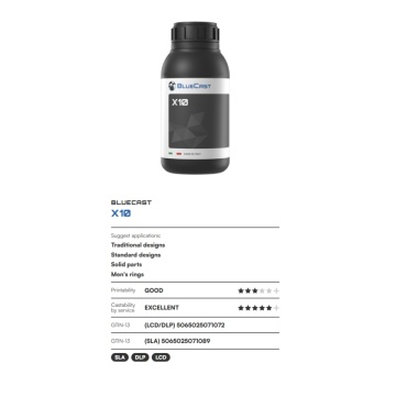 Caracteristici rasina BlueCast X10 500g - Filamente3D.ro