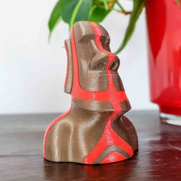 Statueta Moai printata din rezerva de filament 1.75 mm AzureFilm ReFill PLA Brown (maro) 1kg - Filamente3D.ro