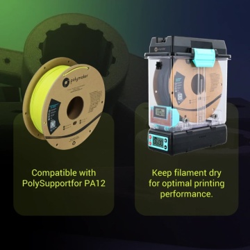 Filamentul Polymaker Fiberon PA612-ESD Black 3kg este compatibil cu PolySupport PA12 si Polydryer - Filamente3D.ro