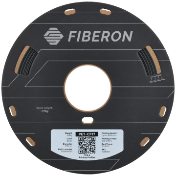 Vedere frontala rola de filament 1.75 mm Polymaker Fiberon PET-CF17 Black (negru) 500g - Filamente3D.ro